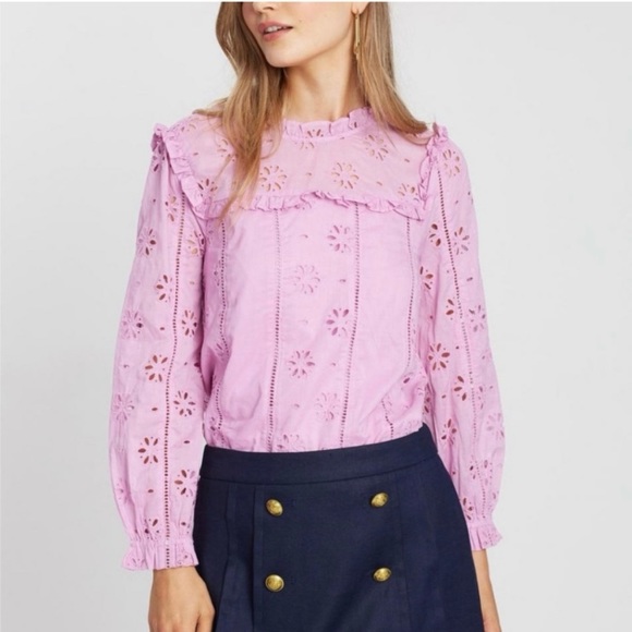 J. Crew Ruffle Eyelet Blouse in Lavender - Picture 8 of 9